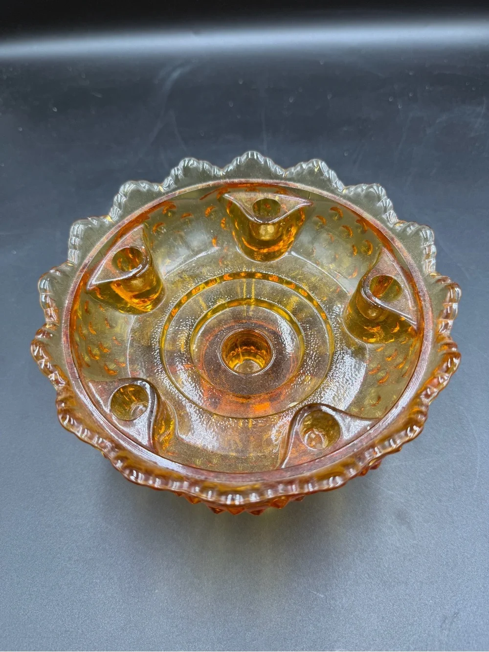 VTG Fenton Amber Glass Hobnail Bowl 5 Variations Candle Holder Taper / Pillar